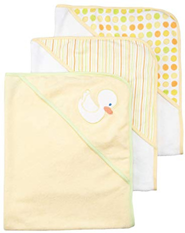Spasilk Hooded Towel Set for Newborn Boys and Girls, Soft Terry Towel Set, Pack of 3, Yellow Duck