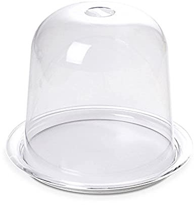 Omada Design Panettone-Halter mit Tablett und mit Verschließbarer Glocke aus Kunststoff, Durchmesser 32 cm, Höhe 25 cm, Zerlegbar und Spülmaschinenfest, Linea Trendy, Transparent Farbe