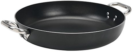 Pentole Agnelli Alblack Bratpfanne aus Aluminium, 3 mm dick, mit 2 Griffen aus Edelstahl, Schwarz 40 cm schwarz