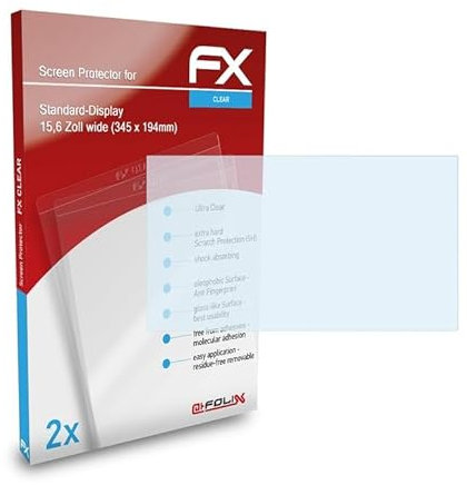 atFoliX Schutzfolie kompatibel mit Standard-Display 15,6 Zoll wide (345 x 194mm) Folie, ultraklare FX Displayschutzfolie (2X)