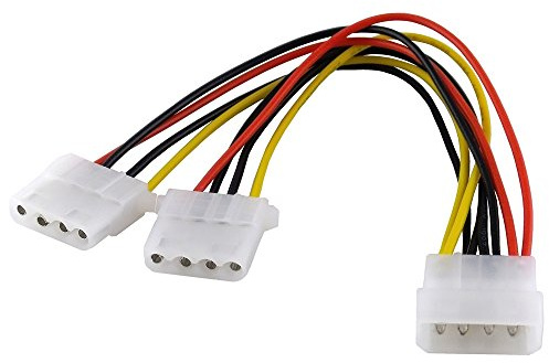 BestPlug 13cm internes PCI Y Strom-Kabel Adapter Verteiler Splitter Weiche für Computer, 1 5,25 Power Stecker auf 2 5,25 Power Buchse