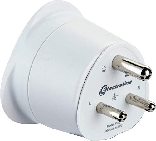 Electraline 70056 Reiseadapter Frankreich Indien 2 Europa auf 3 Pin Indianer, Weiß
