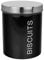 Harbour Housewares Round Metal Biscuit Tin - Black - 14cm - Kitchen Biscuit Barrel Box Storage Canister Cookie Jar Caddy Container with Rubber Airtight Lid