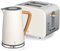 Swan Nordic Cotton White Kitchen Set with 1.7 Litre Kettle and 2 Slice Toaster, Wood Effect and Soft Touch Matte Finish, Stainless Steel, STP2090WHTN