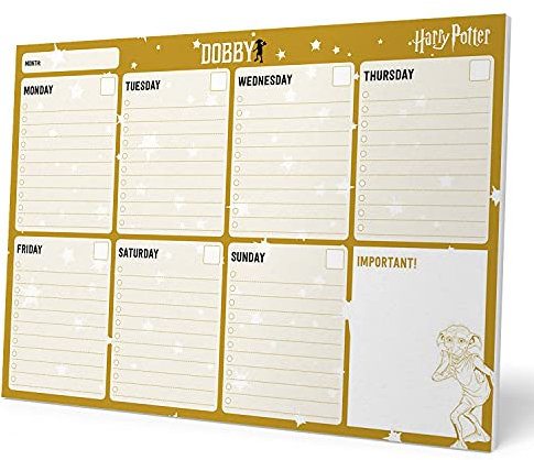 Grupo Erik Wochenplaner Tischkalender A4 - Harry Potter Dobby Kalender Planer - Tischplaner Ohne Festes Datum - Schreibtischunterlage Papier