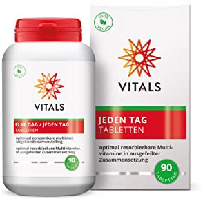 Vitals - Jeden Tag Multivitamin 90 Tabletten Vegan. Optimal resorbierbare Multivitamine in ausgefeilter Zusammensetzung. Enthält Calcium und Magnesium aus einer natürlichen Quelle Aquamin