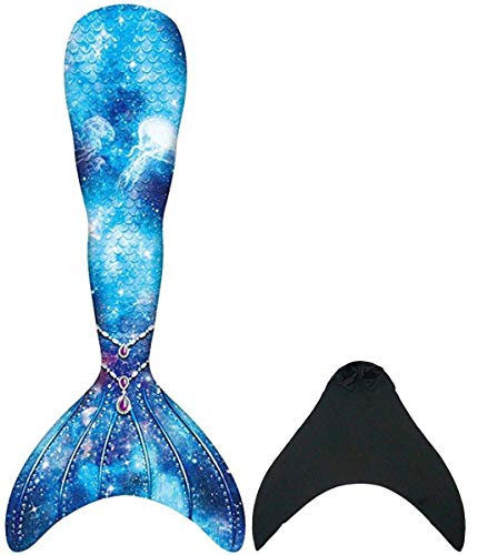 shepretty Damen Mädchen Meerjungfrauenschwanz zum Schwimmen mit Monoflosse, Jcka15black, M
