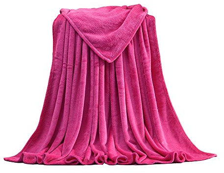 XDKS Corail Couverture Polaire,Plaid en Peluche Toucher Velours pour, Uper Doux Chaud Solide Couverture pour Canapé Ou Lit (Rose Rouge,70X100cm)