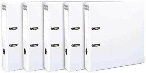 Exacompta 53308SE 5er Pack Premium-Ordner. Made in Germany. Kunststoffbezug außen und innen 8 cm breit DIN A4 MAXI weiß Ringordner Aktenordner Briefordner Büroordner Plastikordner Schlitzordner