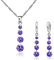 Crystalina Schmuckset aus 925er Silber für Damen, Halskette und Ohrringe mit Zirkonia, Geschenk für Damen (Violett)