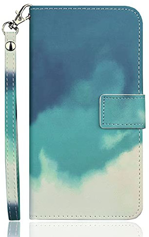 Aisenth Graffiti bunt Handyhülle für iPhone 6S/iPhone 6, Aquarellkunst Ledercase im Portemonnaie-Stil Handytasche Brieftasche Magnetisch Klapphülle Etui Schutz Flip Cover Book Case -Dunkelgrün