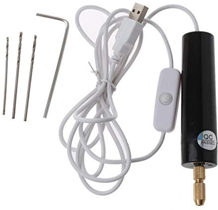 Lobounny Mini taladro eléctrico de mano kit de brocas de resina epoxi para hacer joyas de madera herramientas de artesanía de madera 5V enchufe USB destornillador kit de herramientas