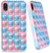 Pop iPhone XR Case, Poppet Fidget Silicone Phone Case, Girls Hearts Shockproof Anti-Anxiety Stress Reliever Sensory Toy (Pink & Blue)