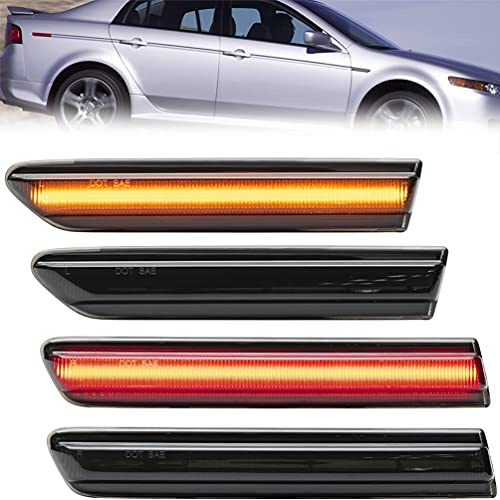 NJSBYL Amber/Red LED Side Marker Lights For Acura TL 2004