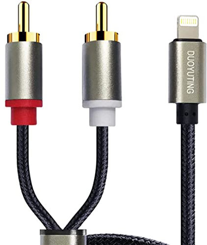 DUOYUTING Câble audio RCA vers 2 mâles, adaptateur RCA vers iOS audio stéréo en Y, compatible avec iPhone, haut-parleur, amplificateur, voiture, etc. (1 m