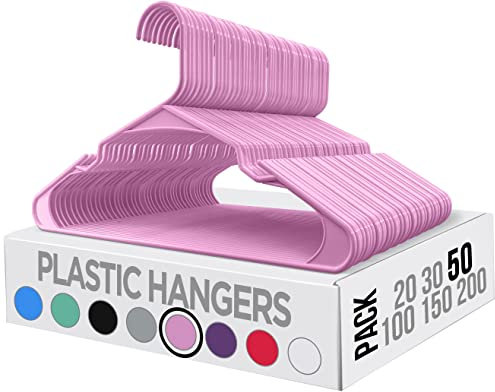 Utopia Home 50er-Pack Kunststoffbügel Platzsparende, langlebige Bügel mit Schulterrillen, rosa