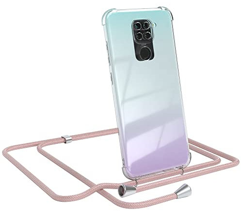 EAZY CASE Handykette kompatibel mit Xiaomi Redmi Note 9 Handyhülle mit Umhängeband, Handykordel mit Schutzhülle, Silikonhülle, Hülle mit Band, Stylische Kette mit Hülle für Smartphone, Rosé-Gold