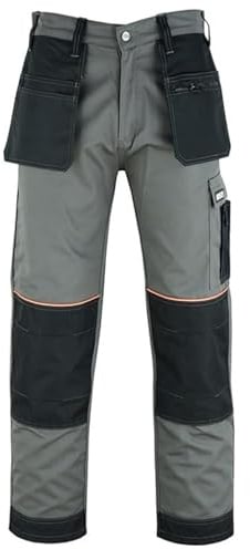 MS9 Mens Cargo Work Trousers Pants Jeans with Multi Pockets S5 Grey