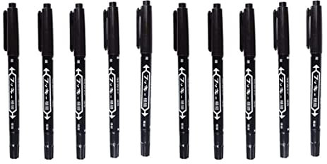 10pcs Professional Body Art Stifte Temporäres Tattoo Marker Hautmarker Positionierung Stift Permanent Make -up Körperkunst -Schönheitswerkzeug (schwarz)