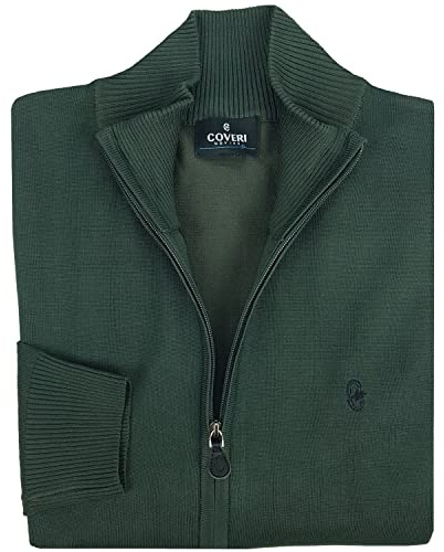 Coveri Giacca Cardigan in Effetto Lana con Zip Cerniera Grigio Uomo Taglie Forti 3XL 4XL 5XL 6XL