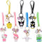 Sanrio Porte Cléf Dessin animé Porte-clés Kuromi Melody Kawaii Personnage Dessin Animé Porte-clés pour la Décoration de Fête des Enfants, sac d'école décoration,Les Cadeaux d'anniversaire, 7 Pcs