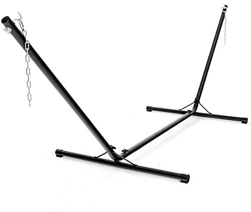 KOMFOTTEU Marco de Hamaca de Metal, Soporte para Silla Colgante con Ganchos y Cadenas, Estructura para Hamaca con Carga de 150 kg, para Jardín, Balcón, Camping, 325 x 100 x 106 cm