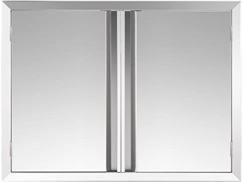 Seeutek Porta di accesso per barbecue da esterno, 61 x 61 cm (larghezza x altezza), in acciaio inox, a doppia parete, porta verticale per cucina all'aperto o isola barbecue commerciale.