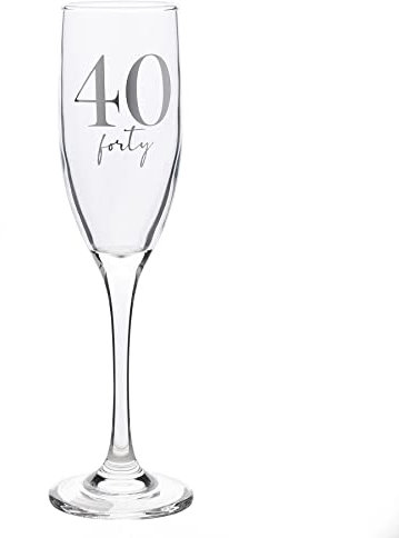 Widdop and Co 40th Birthday Champagne Flute Glass with Silver Detail - 40