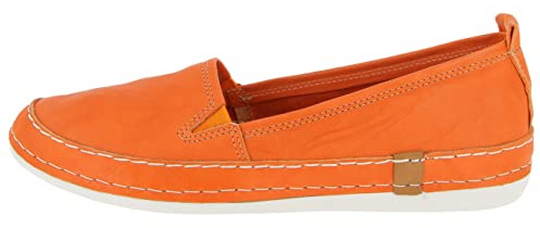 Andrea Conti Damen Slipper Leder Stretcheinsatz Doppelnaht lässig 0024819, Größe:41 EU, Farbe:Orange