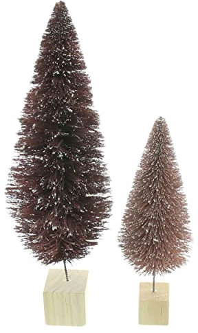 Tanne Wintertraum, 2er Set, Kunststoff, Holz Maße: Höhe 20 cm, 29 cm