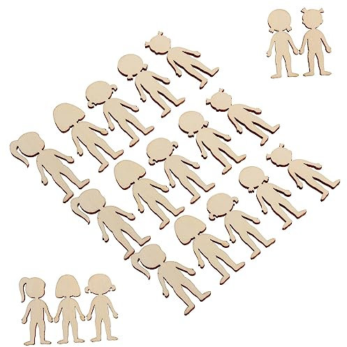 RORPOIR 50Pcs Unfinished Wooden Figurine Cutouts Natural Wood Chips for Craft Projects DIY Hand-Painted Figure Cutouts Graffiti Wood Cutouts and Decorations