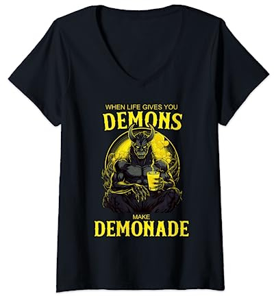 Damen When Life gives you Demons make Demonade RPG Nerd Humor T-Shirt mit V-Ausschnitt
