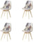 HJhomeheart Lot de 4 Chaises de Salle à Manger en Tissu Patchwork avec Coussin d'assise Amovible et Pieds en Bois Massif pour Salle à Manger, Salon, Cuisine, etc. (Patchwork Brun Clair)