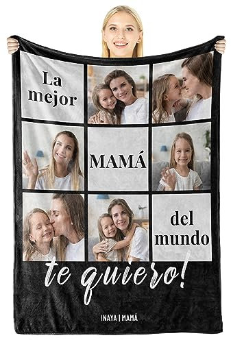 Giftove Regalo Dia de la Madre - Manta Personalizado con Foto y Texto - Dia de la Madre Regalos Originales - Ideas para Regalar a Mama con la Fotos - Manta Dia de la Madre, Regalo Madre Navidad