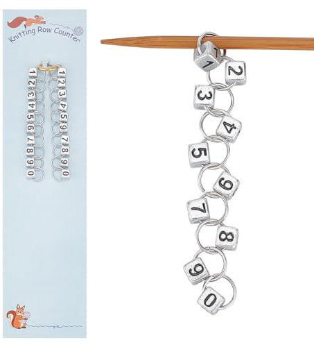 NBEADS 2 Stk. Würfel mit Nummer Stricken Reihe Zähler Ketten, Nummer Perlen Acryl Masche Marker Acryl-Anhänger Reihenzählung Zubehör für Stricken Häkeln Tracking Projekt Fortschritt