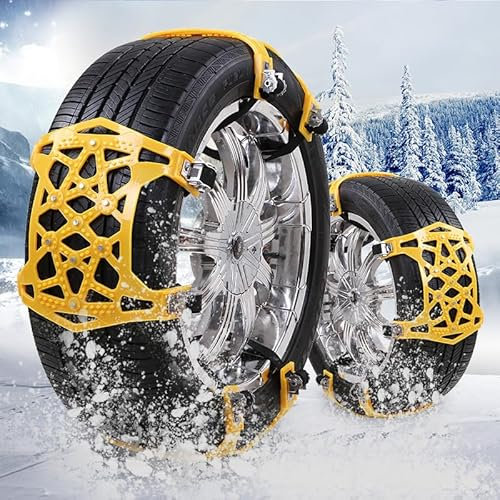 SSIMOO 6 Stück Auto Schneeketten,für Lada Granta Kalina Largus Niva Priora Vesta XRAY,Verstellbare Universal,für Reifenbreite 165-275mm,Style-2