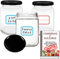 12 Tarros de Cristal de 250 ml + 12 Tapas extra de Rosca Hermética + Ebook de 102 Recetas - Tarros para potitos, Conservas, Postres, Mermelada, yogur, salsas - Incluye Etiquetas (Tapas Negras)