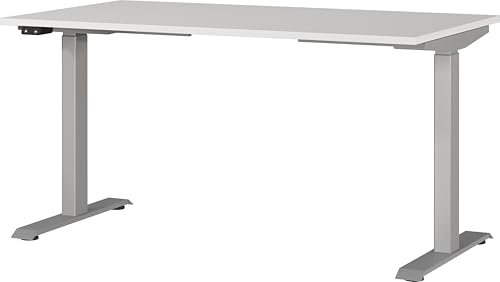 Germania Schreibtisch 7905-583, in Lichtgrau/Silber, EL. höhenverstellb., 140 x 120 x 80 cm (BxHxT)