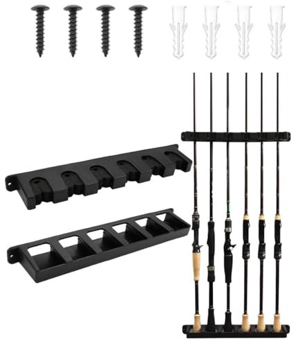 Armastuse Angelrutenstände Angelrutenhalter Aufbewahrung von 6 Ruten,aus ABS, für Wand Garage Boot (Vertikale)