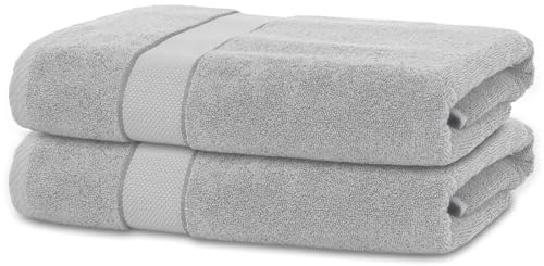 BANANALU 2 Badetücher 70x140 cm 100% Baumwolle Badetuch Duschtuch Hellgrau