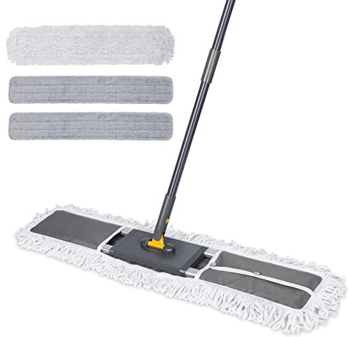 MASTERTOP 36 Professional Industrial Dust Mop for Floor Cleaning, Heavy Duty Wet & Dry Commercial Mop,Large Flat Floor Mops with Telescopic 62'' Long Handle,Dust Broom for Hardwood,Tiles,Office