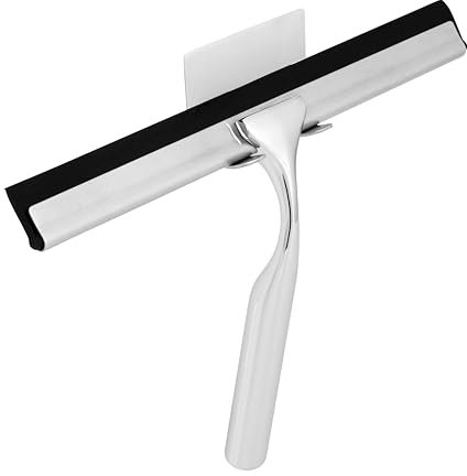 kowald Duschabzieher aus Edelstahl - 25cm breit - mit Selbstklebender Halterung, Ersatzlippe