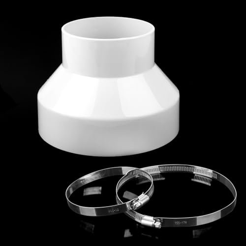 Abluftschlauch Adapter, Reduzierstück 150mm auf 100mm mit 2 Edelstahl Schlauchschellen,Rundrohr Adapter für Lüftungssystem Lüftung Rundrohr Ventilation Lüftungskana