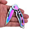 JPCRMOV Klappmesser klein Taschenmesser Zweihandmesser, Klein Messer EDC für Outdoor & Survival - Vollständig aus Stahl Leicht und Kompakt - Klingenlänge 6cm (Regenbogenfarbe)
