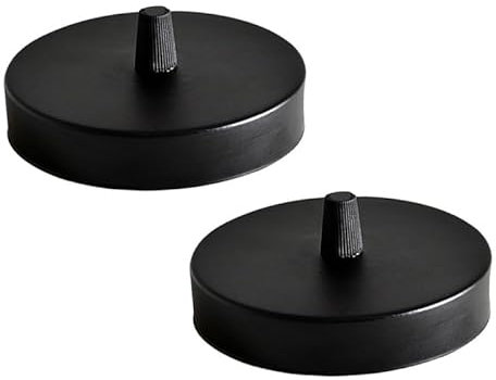 LEDSone 2PCS Ceiling Rose Pendant Cable Grip Clamp Plate for Light Fitting 120mm Multi Colour Ceiling Rose with Accessories (Black)