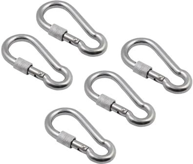 HEXHUASR 5 Pezzi moschettone a Scatto a Molla in Acciaio Inox AISI 304 Multifunzionale con Gancio di bloccaggio a Maglie Rapide con Dado a Vite M5 M6 M7 M8(7X70mm)