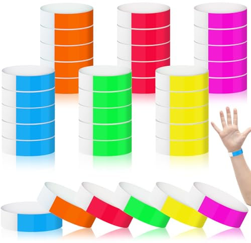 Lociban 600 Pezzi 6 Colori Braccialetti Carta Eventi, Impermeabili Bracciali Carta per Eventi, Braccialetti Feste, Braccialetti Identificativi per Concerti, Festival, Campi da Gioco, Feste (25×2cm)