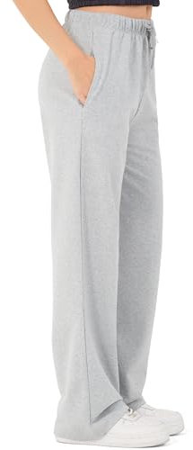 ROSS CAMP Jogginghose Damen - Baumwolle Sporthose Lang, Traininghose Laufhosen Bequeme Jogger, Sweatpants Weites Bein mit elastischem Bund Yogahose - Grau S