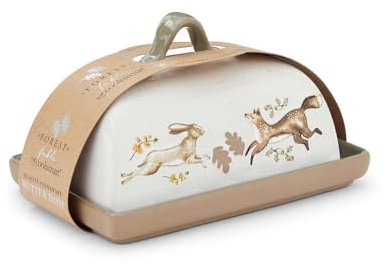 Cooksmart Forest Fable Butter Dish | British Designed Stoneware Butter Keeper | Woodland-Inspired Kitchen Storage | Embossed Rustic Farmhouse Décor | Durable & Stylish Tableware