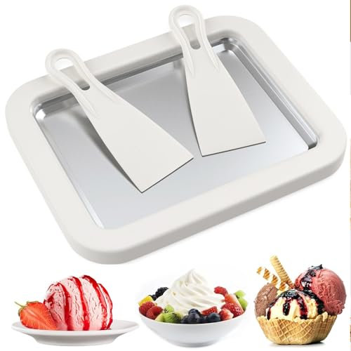 katmerio Ice Cream Maker Ice Rolls Maschin, Eiscreme Roller Maker Pan mit 2 Spateln Kleine Instant Rolled Ice Cream Maker für Hausgemachte Gerollte Eiscreme, Gefrorener Joghurt, Gelato